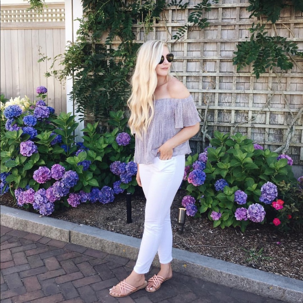 Purple patterned Off the Shoulder Top